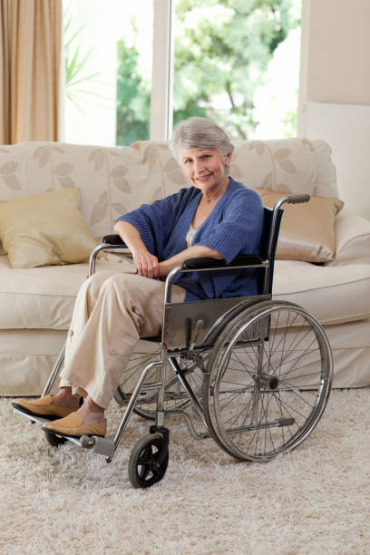 istock Retired woman in her wheelchair 825901032