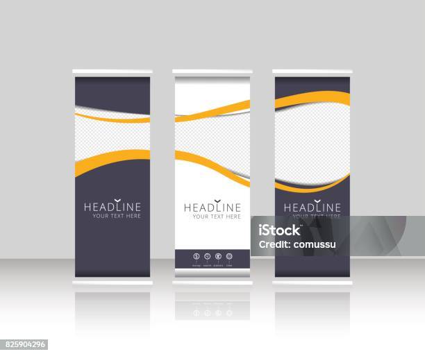 Roll Up Banner Stand Design Vector Stock Illustration - Download Image Now - Roll Up Banner, Design, Banner - Sign