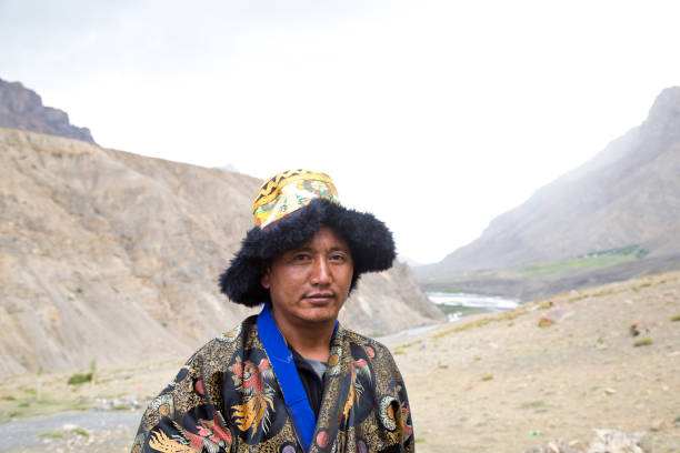 Tsaka, Tibet, 17 September 2010: Buddhist monk living in a small settlement in the outback of Tibet
