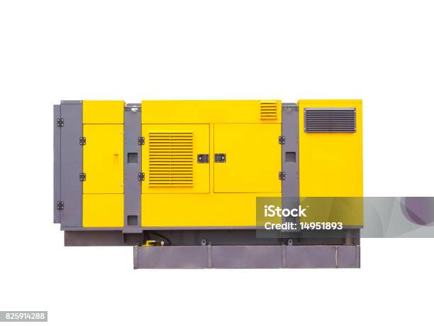 Mobile Diesel Generator For Emergency Electric Power Isolated On White Background Clipping Path Stock Photo - Download Image Now