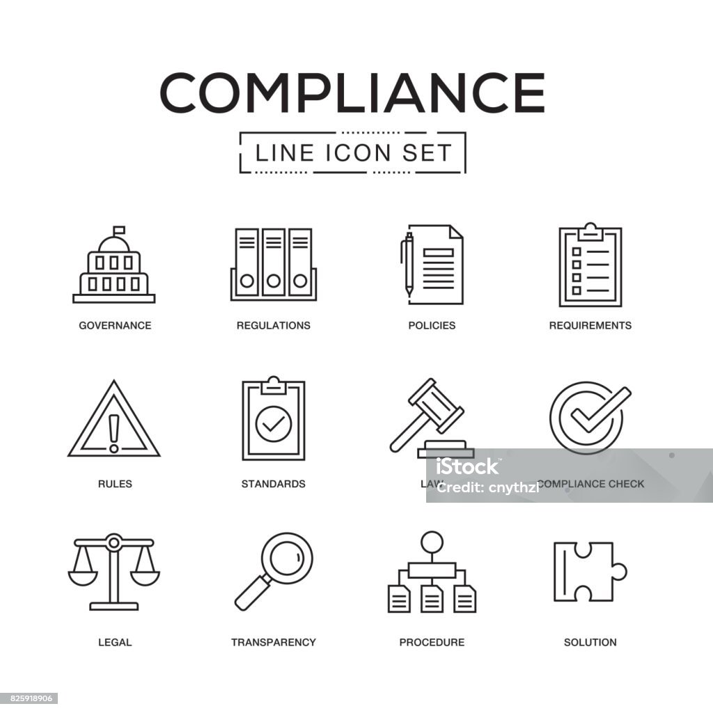 Compliance Line Icon Set Icon Symbol stock vector