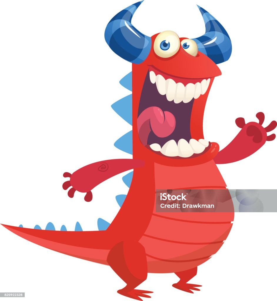 Tức Giận Dễ Thương Phim Hoạt Hình Rồng Quái Vật Đỏ Cười Hình Minh ...