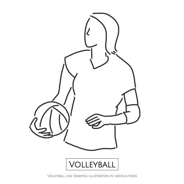 ilustracja do rysowania linii siatkarskich w różnych pozach, rysunek linii wektorowy ilustracja projekt graficzny - volleyball volleying block human hand stock illustrations