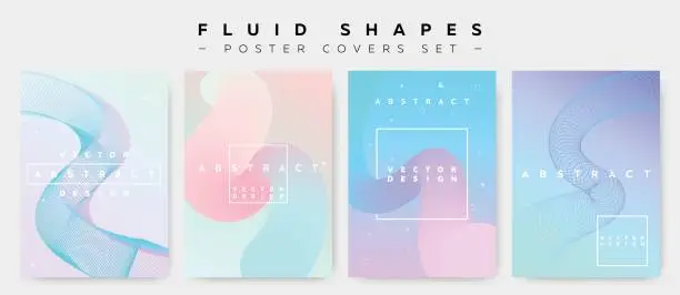 Vector illustration of Poster Covers Set with Fluid Shapes. Modern Hipster Retro Pattern.