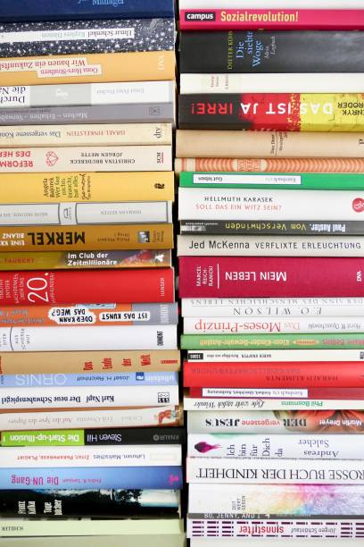 istock Row of books in the library, close up 825944852