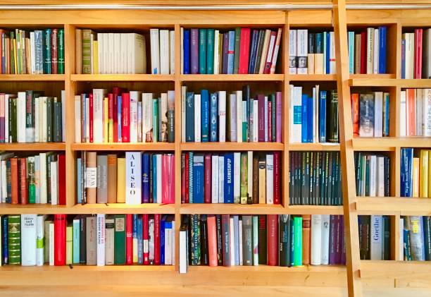 a library with the books