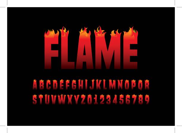 ilustraciones, imágenes clip art, dibujos animados e iconos de stock de alfabeto de llamas - flaming hot
