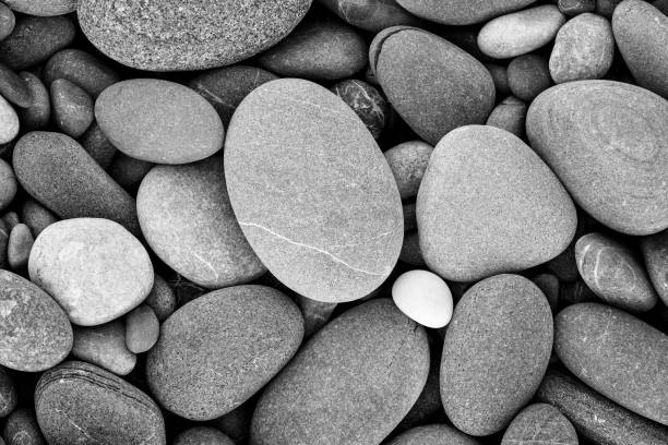 istock Abstract smooth round pebbles sea texture background Black and White 825958114
