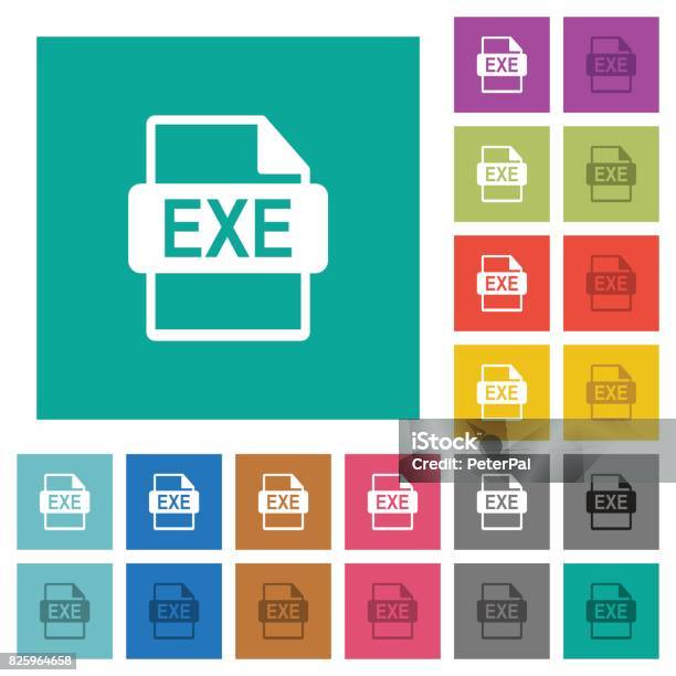 Exe File Format Square Flat Multi Colored Icons Stock Illustration - Download Image Now - Angle, Blue, Business Finance and Industry