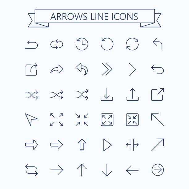 Thin line vector arrows icon set. Editable stroke. 24x24 px. Pixel Perfect. Thin line vector arrows icon set. Editable stroke. 24x24 px. Pixel Perfect. eps 10 resize stock illustrations