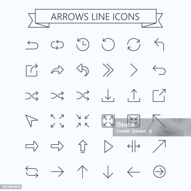 Thin Line Vector Arrows Icon Set Editable Stroke 24x24 Px Pixel Perfect Stock Illustration - Download Image Now