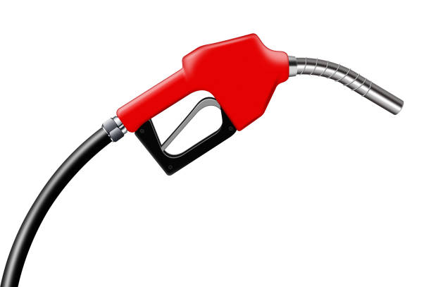 istock 3D illustration red fuel nozzle on a white background 825968824