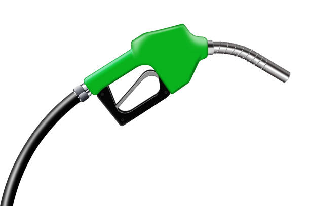3D illustration green fuel nozzle on a white background