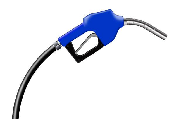 istock 3D illustration blue fuel nozzle on a white background 825969172