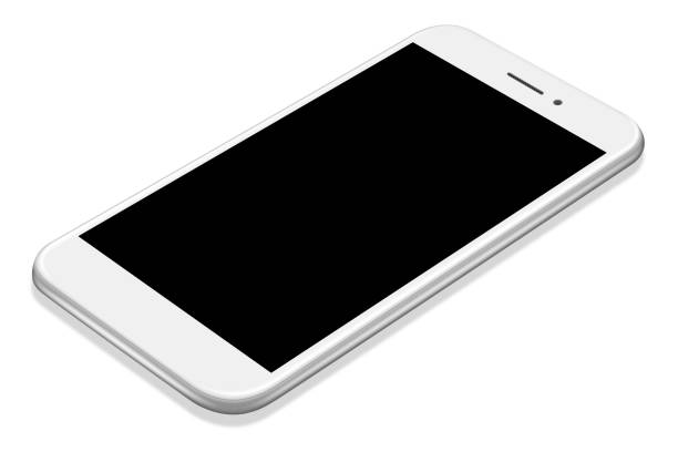 istock 3D illustration Realistic perspective white smartphone mockup on white background 825971932