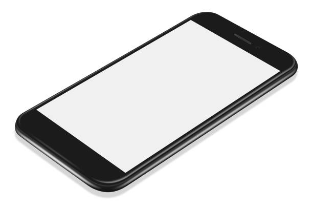 istock 3D illustration Realistic perspective black smartphone mockup on white background 825971972