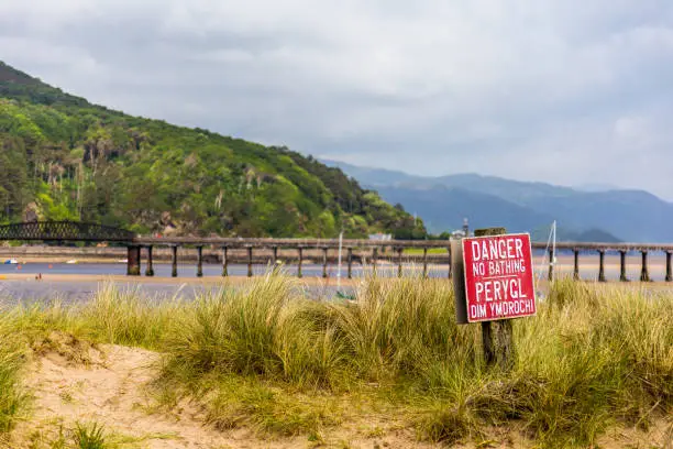 No Bathing sign by Barmouth Wales UK