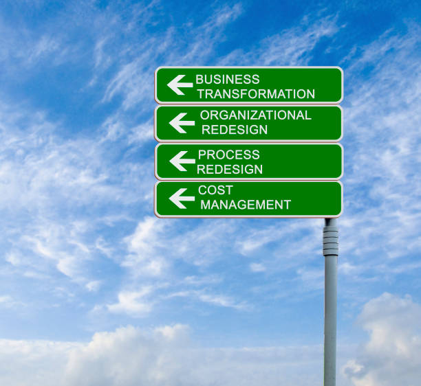 istock Direction road sign with Business Transformation words 825974254