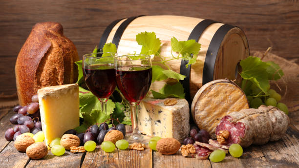 istock red wine with cheese and salami 825981678