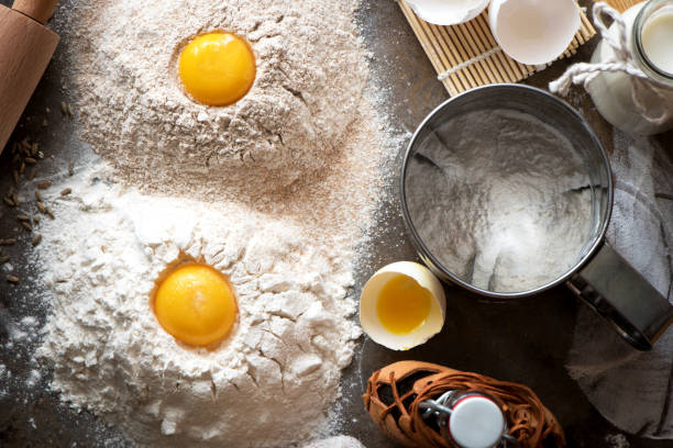 istock Rye flour and wheat flour before preparing the dough. Ingredients before preparation bread 825986566