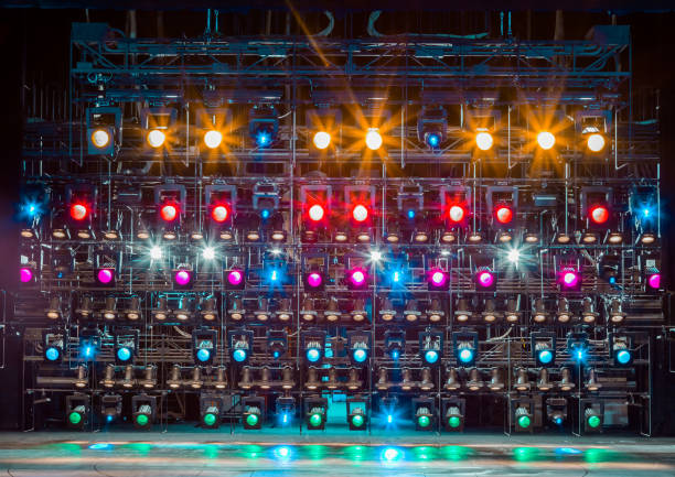 istock Spotlights & lighting equipment for the theater. Multi-colored lights 825988866