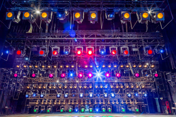 istock Spotlights & lighting equipment for the theater. Multi-colored lights 825988878
