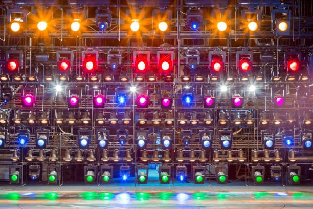 istock Spotlights & lighting equipment for the theater. Multi-colored lights 825988912