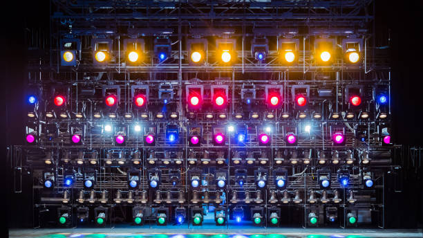 istock Spotlights & lighting equipment for the theater. Multi-colored lights 825988918