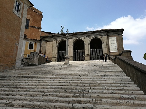The historical center of Corinaldo, Marche, Italy