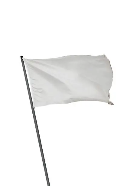 White flag waving on the wind. Isolated over white. Put your own text