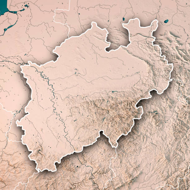 istock Nordrhein-Westfalen Bundesland Germany 3D Render Topographic Map Neutral Border 826001966