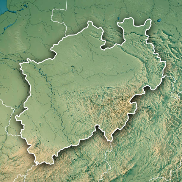 istock Nordrhein-Westfalen Bundesland Germany 3D Render Topographic Map Border 826002296