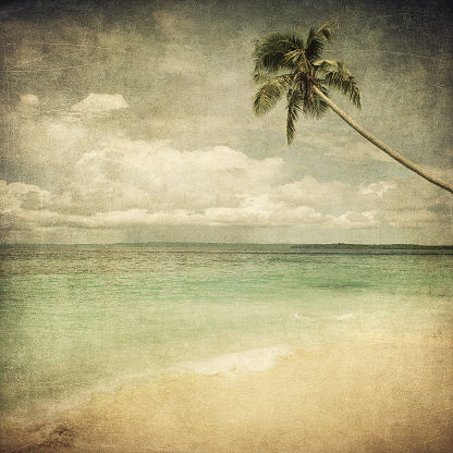 grunge image of tropical beach