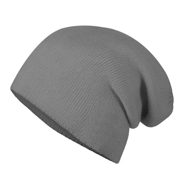istock Gray winter autumn hat cap on invisible mannequin isolated on white 826011434