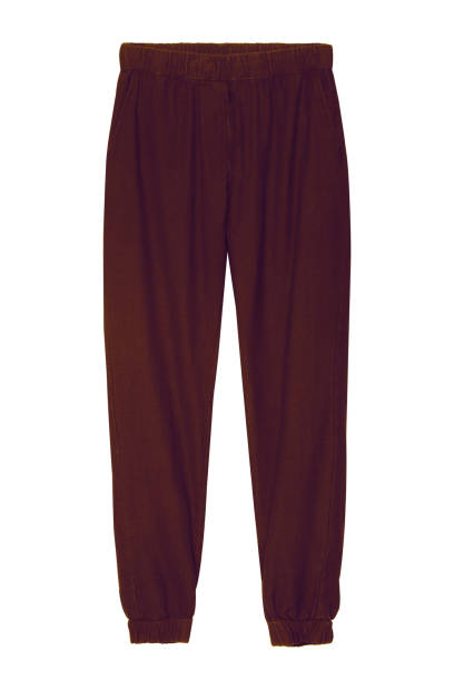 istock Natural brown cotton linen textile pants isolated on white 826011460