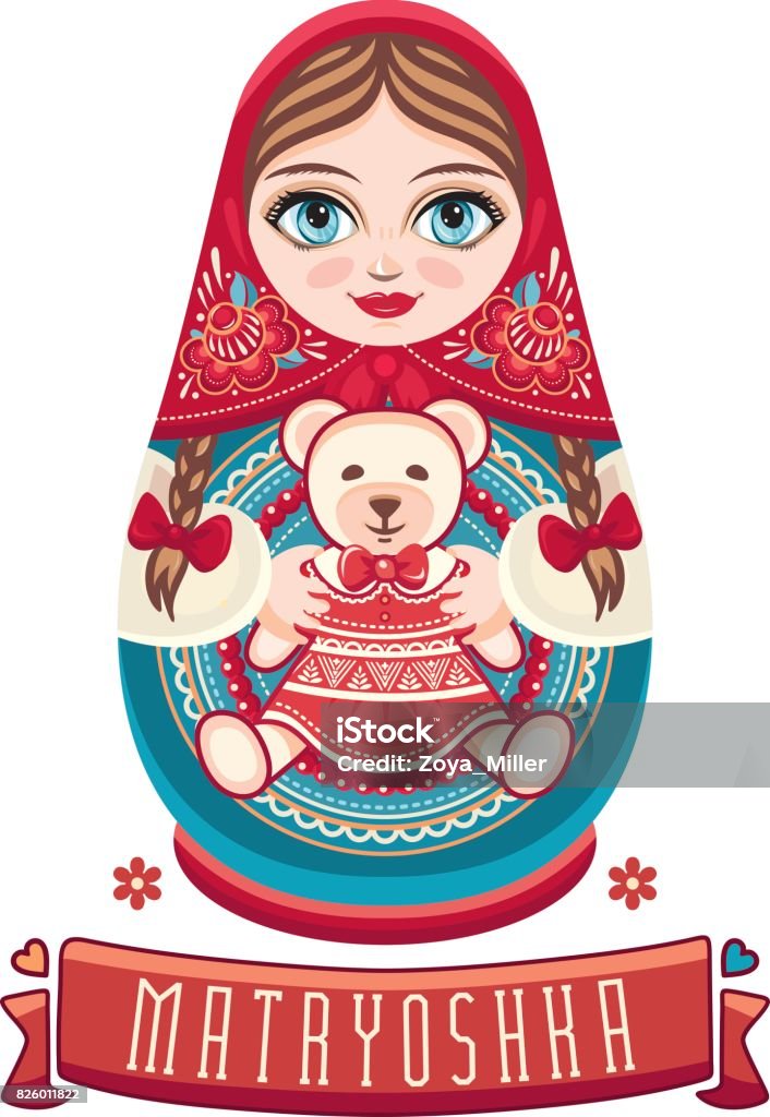 Matryoshka. Babushka doll. Set Matryoshka. Russian folk wooden doll. Babushka doll. Vector illustration on white background. Set Abstract stock vector