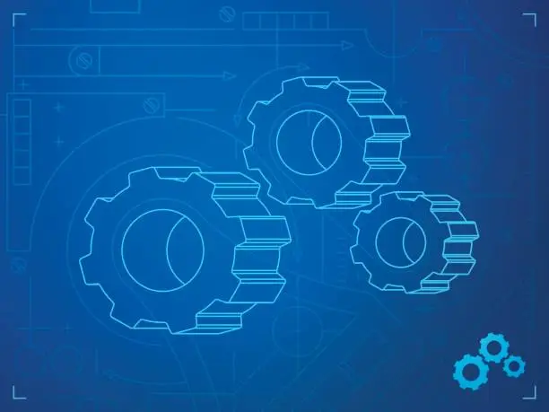 Vector illustration of Gear Blueprint Background