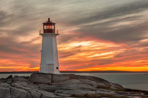 While traveling, I visited Peggy's Cove Lighthouse near Halifax, Nova Scotia for a beautiful sunset on the Atlantic Ocean