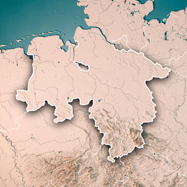 istock Niedersachsen Bundesland 3D Render Topographic Map Neutral Border 826037314