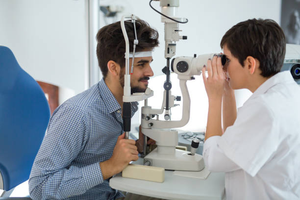 istock Ophthalmology concept. Patient eye vision examination in ophthalmological clinic 826047864