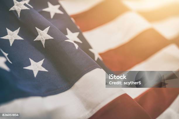 American Flag For Memorial Day 4th Of July Labour Day Stock Photo - Download Image Now