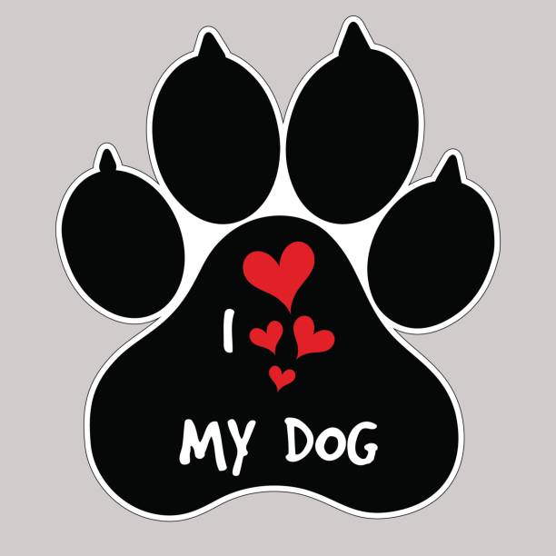 istock I Love My Dog Vector Animal foot paw print Button Badge 826054604