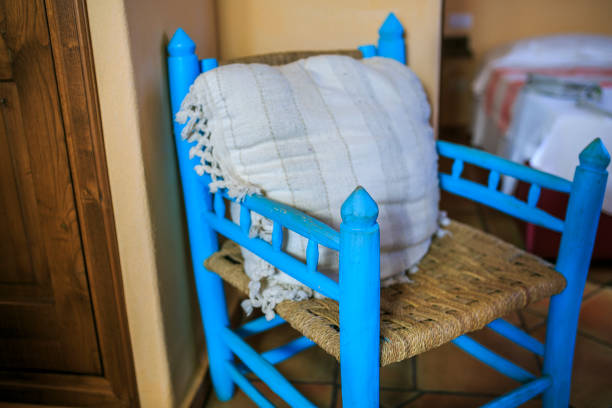 istock Mediterranean house. wooden chair 826059404