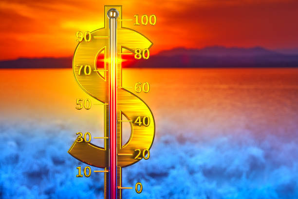 Dollar thermometer concept stock photo