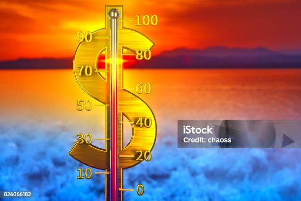 Dollar Thermometer Concept Stock Photo - Download Image Now - Climate, Currency, Thermometer