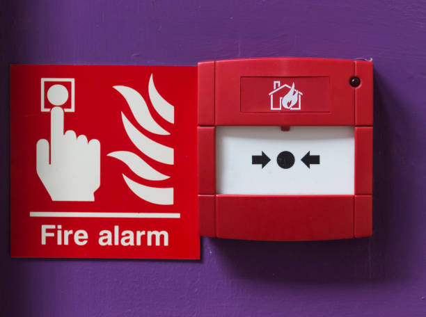 Break glass fire alarm stock photo