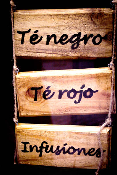 istock Wooden poster with infusions written in spanish 826108142