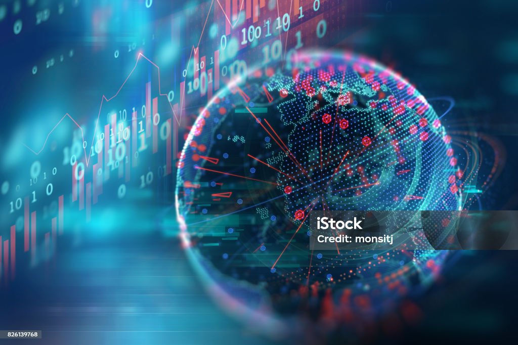 técnico financiero gráfico de ilustración 3d de tierra digital - Foto de stock de Big Data libre de derechos