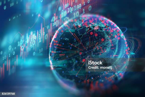 Técnico Financiero Gráfico De Ilustración 3d De Tierra Digital Foto de stock y más banco de imágenes de Big Data