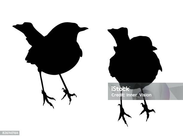 Two Robins Shape Vectors Stock Illustration - Download Image Now - Robin, Outline, Christmas